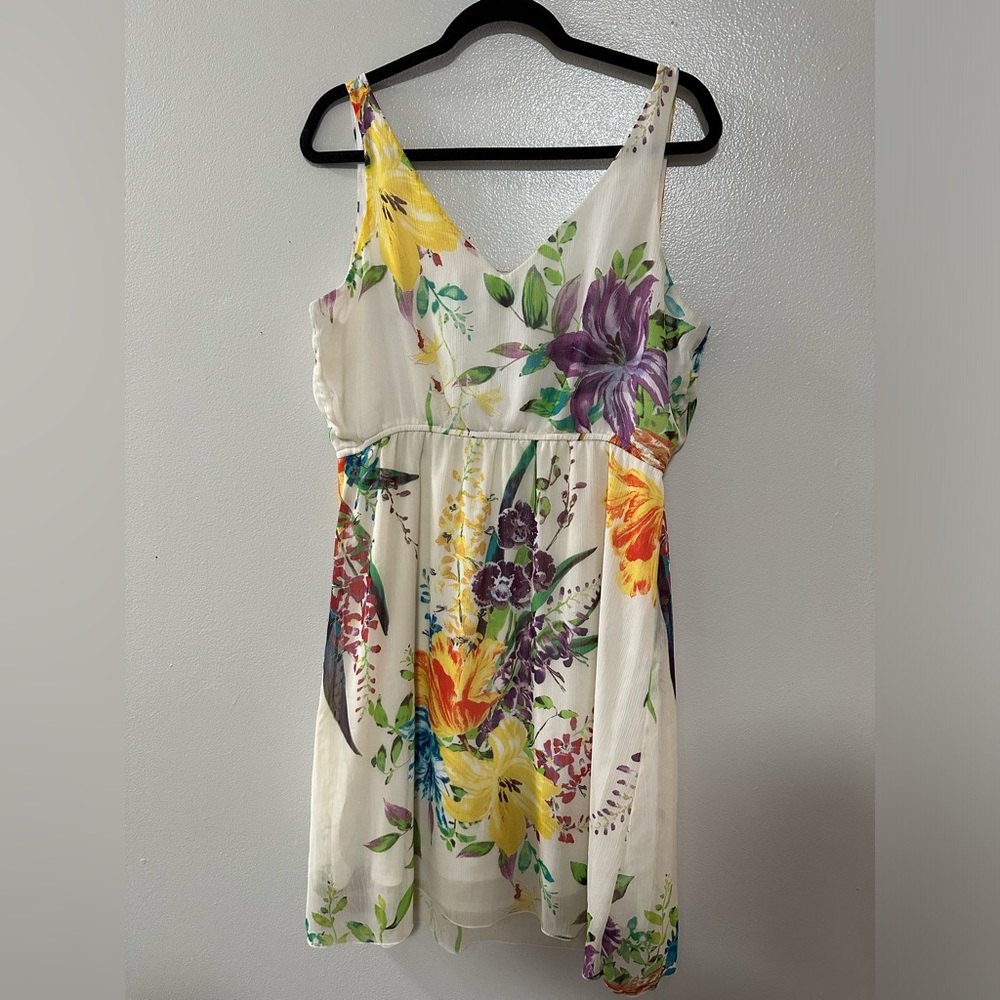 Old Navy size large white Hawaiian print dress